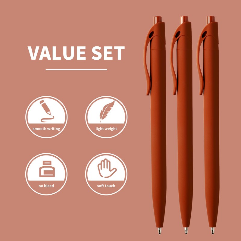 deegtran Pens Bulk, 50 Pack No Bleed Brown Click Pen,