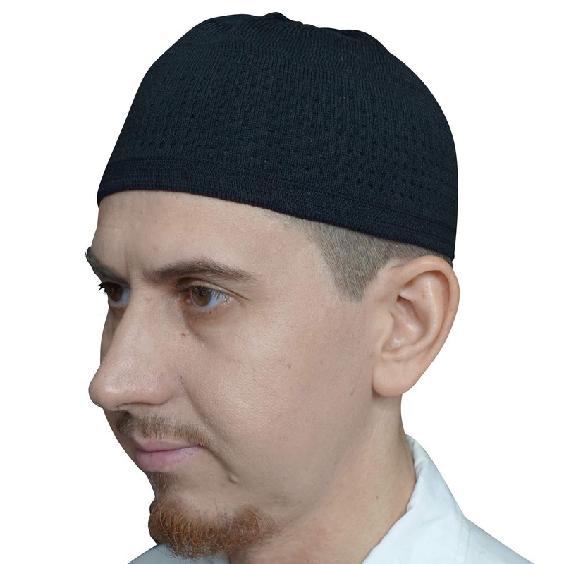TheKufi Plain Graphite Black Cotton Stretch Knit Kufi Hat Skull