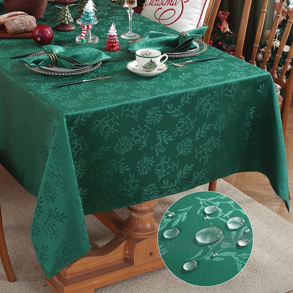 Honellaty Christmas Rectangular Tablecloth, Spillproof Wrinkle Resistant Jacquard Table Cloth