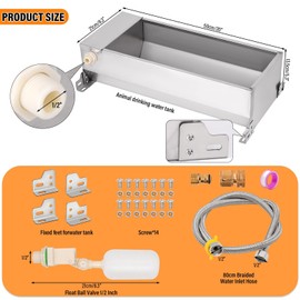 Automatic Livestock Water Trough, Animal Drinking Water Bowl Dispenser with Float Valve Kit, Self Filling Water Trough for Dogs Large Capacity Dog Waterer for Horse,Goat,Pig,Dog, Sheep