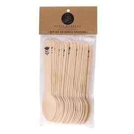 Santa Barbara Design Studio Disposable Birch Wood Cutlery Spoons for Party, 20-Count, Flowers
