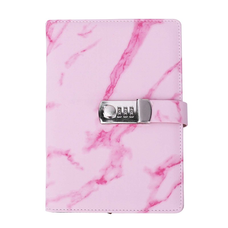 A5 Note Book PU Leather Cover Password Lock Notepad Diary