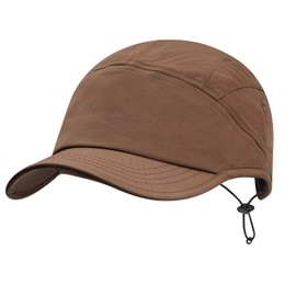 CLAPE Outdoor 5 Panel Cap Men's Waterproof Baseball Cap Women's Quick-Drying Sports Cap Unstructured Baseball Cap UV Protection Visor Cap, ASBH01-Brown