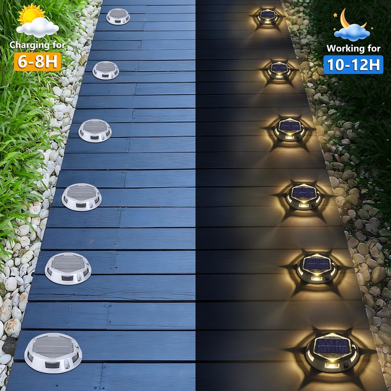 Solar Deck Light Outdoor, 6 Pack 9 Colors in 1