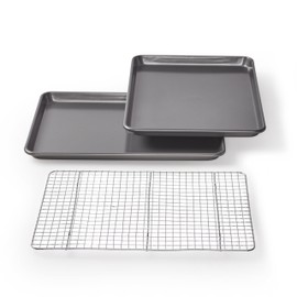 Chicago Metallic Professional Non-Stick Cookie and Jelly-Roll Pan Set with Cooling Rack, 17 by 12.25 Inches