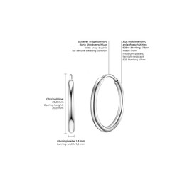 Rafaela Donata Women's Creole Earrings 925 Sterling Silver 20 mm Round Basic Earrings for Women Silver Hoop Earrings 60800080, Silver, No Gemstone