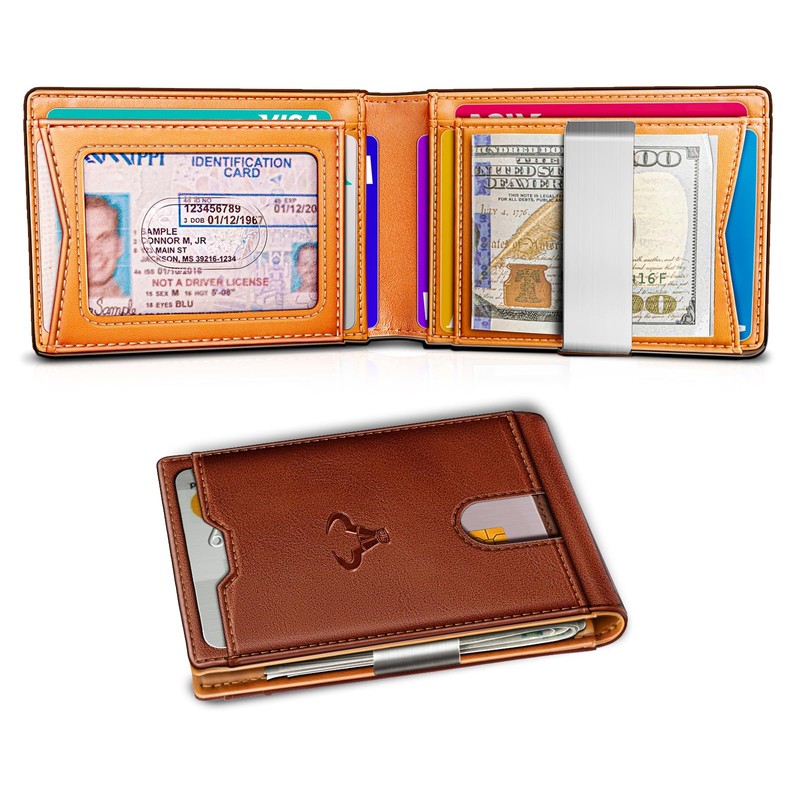 BULLIANT Men Wallet, Slim Leather Wallet Money Clip for Gift