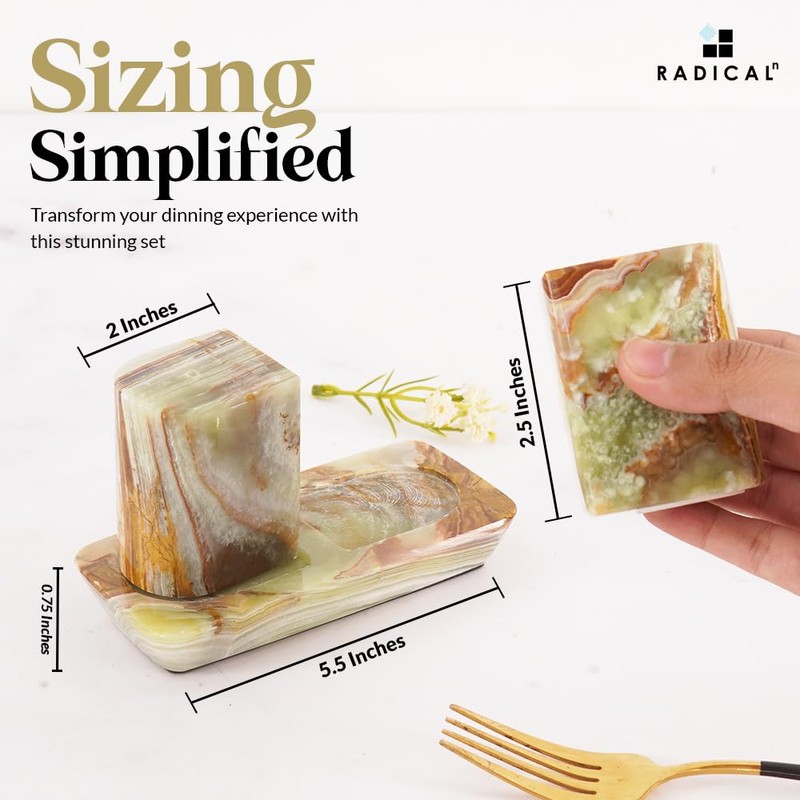 Radicaln Marble Salt & Pepper Shakers Set – 2.5" Green
