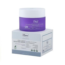 Clere Collagen Booster Cream 40 ml Anti-Ageing and Anti-Wrinkle Care with Collagen, Jojoba and Avocado Oil, Vegan, for Sensitive Skin