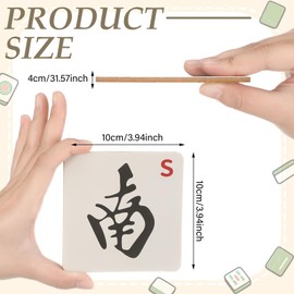 Hushee 4 Pack Mahjong Coasters, Colorful Mah Jong Gift for Mahj Cup, Drink, Table Game, 3.94 x 3.94 Inch (North, South, East, West)