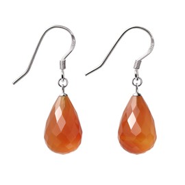 Franki Baker Orange Natural Carnelian Gemstone & 925 Sterling Silver Drop Earrings. Length 3cm. Gemstone Grade AA.