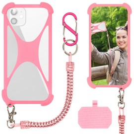 HOTEMIA Silicone Phone Lanyard Holder, Universal Phone Tether, Anti-Theft Phone Strap Compatible with Most Smartphones (Pink)
