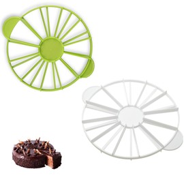 2 marcadores de porción de pastel de doble cara, 10/12 y 14/16 rebanadas redondas para tartas y cortador de tartas, cortador de pastel para cortar pastel de queso, herramienta de hornear para 10 pulgadas de diámetro