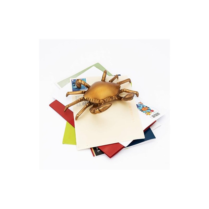 NKlaus Antique Brass Crab Paperweight, 16 x 13 x 7