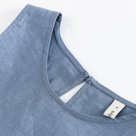 Amazhiyu Women’s 100% Linen High Low Midi Dress with Pockets for Summer Casual Flowy Dresses Denim, Large