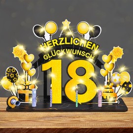 Charfia 18th Birthday Girl Boy, LED Money Gifts Birthday Gifts 18th Birthday Gift 18th Birthday Girl, Wooden Sign Guest Book 18th Birthday Decoration Gifts for 18th Birthday Girl