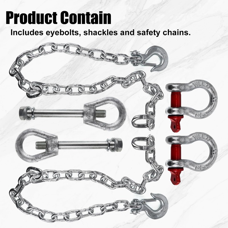 RULLINE Trailer Ultimate Connection Safety Chains Kit - 5th Wheel