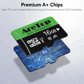 AreTop 16GB Micro SD Cards 10-Pack Micro Memory Cards with 2 Adapter, Read Speed up to 90MB/s UHS-I A1 U1 Class10, High Speed 16GB TF Cards for Tablet, Camera, Dash Cam, Game Console, 10Pack 16G