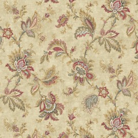 DacaiCloth Vintage Floral Peel and Stick Wallpaper, Beige with Red Paisley, Self-Adhesive Removable Wallpaper for Home Bedroom Cabinets Thicken, 17.3 x 236 inches