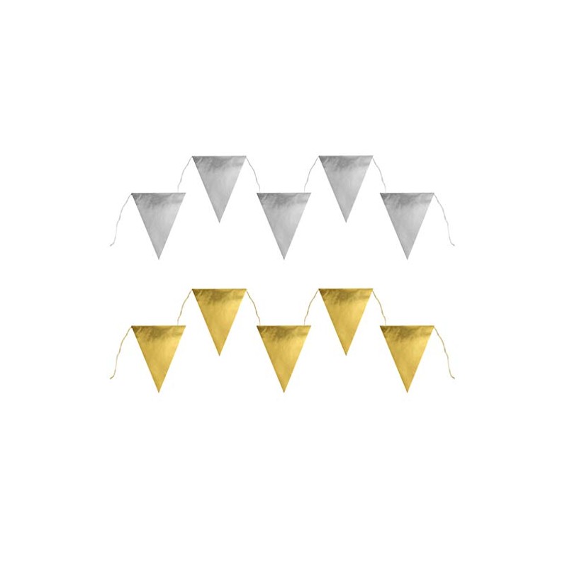 Plain Shiny Bunting Garland 3 m, Gold