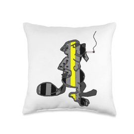 Smok'n'beaver Thin Yellow Line Beaver (Emergency) Throw Pillow, 16x16, Multicolor