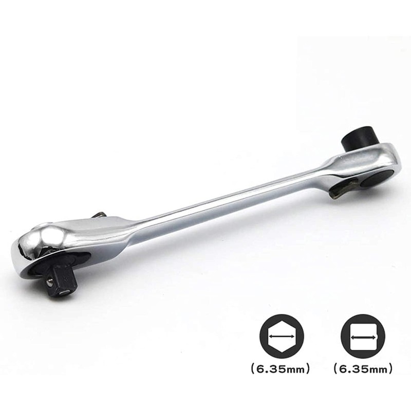 Silver Ratchet Wrench 1/4 Inch Mini Double Head 72 Teeth