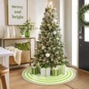 30 Inch Green and White Christmas Tree Skirt with Pom