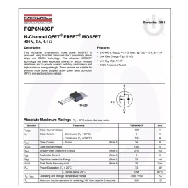 Fairchild FQP6N40CF N-Channel MOSFET 6 Amp 400V 1.1-ohm