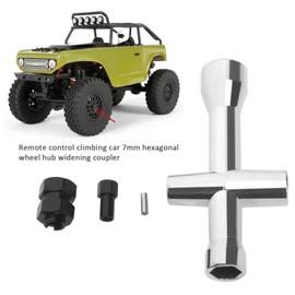 Be In Your Mind 4pcs Black Brass Extended 7mm Hex Wheel Hubs 8mm Thick Wheel Spacers Compatible with SCX 24 1/24 RC Car with Cross Wrench