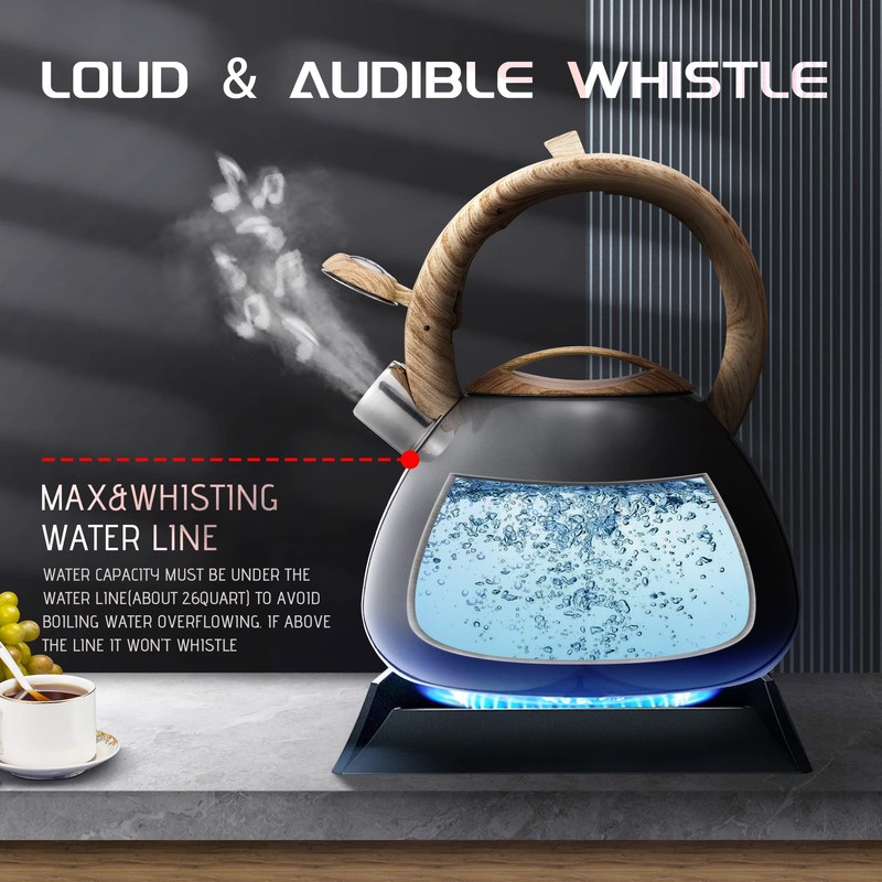 MARSKITOP Whistling Tea Kettle for Stove Top, Food Grade Stainless