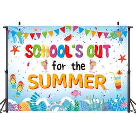 LTDKAEN School's Out for The Summer Backdrop End of School Year Backdrop Summer Party Photography School Graduation Party Supplies(7x5FT)