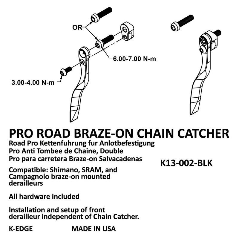 K-EDGE Pro Road Braze-On Chain Catcher, Black Gunmetal,One Size,350001001