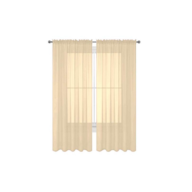 Decotex 2 Piece Solid Elegant Sheer Curtains Fully Stitched Panels