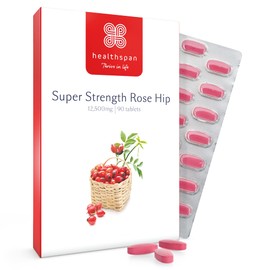 Healthspan Rose Hip 12,500mg (90 Tablets) | Supports Joint & Immune Health | Helps Maintain Flexible Joints | Added Vitamin C & Calcium | Fatty Acids | Flavonoids | Vegan