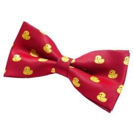 Retreez Men Classic Rubber Duck Woven Pre-tied Bow Tie (5") - Red