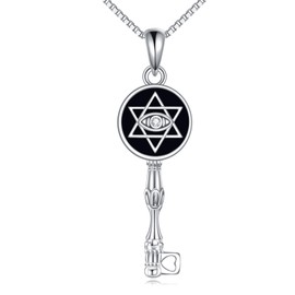 VONALA Hecate/Star of David/Triple Moon Goddess Necklace Sterling Silver Wheel of Hecate Key Pendant Wicca Amulet Jewellery Gifts for Ladies Ladies, Sterling Silver, No Gemstone