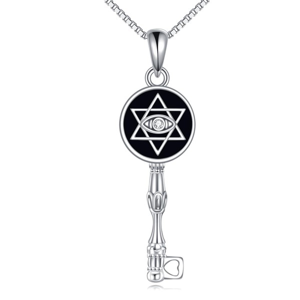 VONALA Hecate/Star of David/Triple Moon Goddess Necklace Sterling Silver Wheel