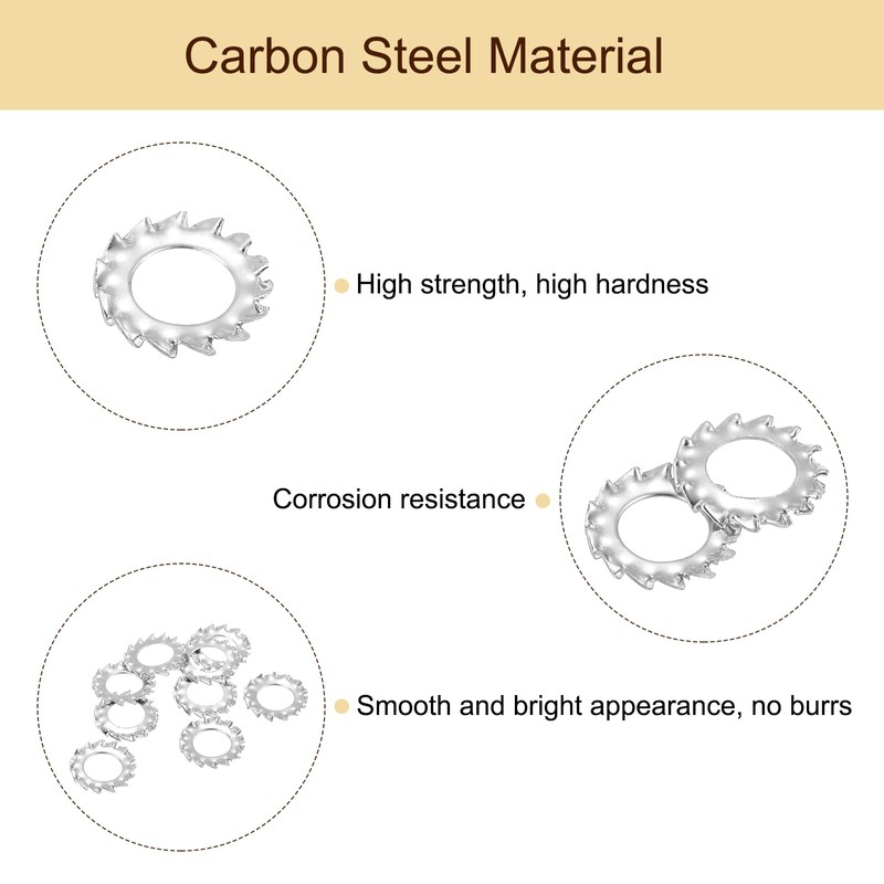 sourcing map 60Pcs External Tooth Washers, M8 304 Stainless Steel
