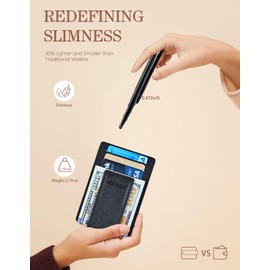 kinzd Money Clip Minimalist Wallet For Mens Strong Magnet Money Clips Black Crossgrain Leather Rfid Blocking Security Credit Card Holder Slim Front Pocket Wallet