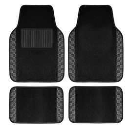 We Are Young Life is Fun Print Carpet Floor Mats for Auto, 4 Piece Set- Universal Fit for Most Cars, Trucks, SUVs or Vans (Solid Black)