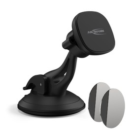 ANSMANN Handyhalter für PKW mit Magnet - Auto Handy Halterung mit Saugnapf zur Befestigung an Frontscheibe - Kfz Handyhalterung - Magnethalter ideal als Zubehör für Smartphone & Navigationssystem