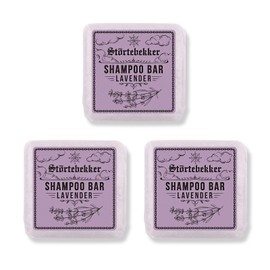 Störtebekker® Premium Solid Shampoo Lavender (x3) - Handmade Vegan Shampoo for Men & Women - Scented Shower Care for Skin and Hair - Solid Moisturising Shampoo - Shampoo Bar