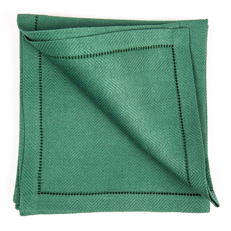 LinenMe X4 Emilia Napkins, 18 x 18, Dark Green