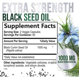 Nature's Nutrition Premium Black Seed Oil Softgels 1000Mg - Cold Pressed Nigella Sativa Blackseed O