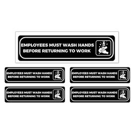Employees Must Wash Hands Before Returning To Work Sign Sticker [9 x 3 in] 5 Pack Premium Self Adhesive Waterproof Vinyl Label