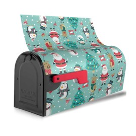 Joyidec Winter Christmas Cartoon Santa Penguin Mailbox Covers Magnetic Letter Post Box Cover Mail Wraps Garden Decorations Standard Size 21 X 18 in