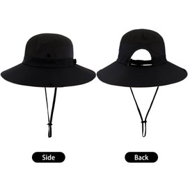 Roinaid Women's Sun Hat Foldable Sun Hat UV Protection with Adjustable Chin Strap Women's Foldable Sun Hat Sun Protection Hat Suitable for Men and Women Beach Hiking Travel (Black), black, M