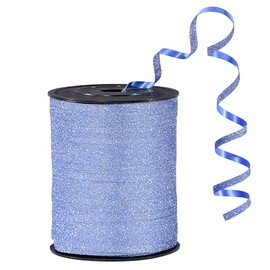 Dusty Blue Glitter Curling Ribbon for Crafts, 500 Yards, 3/16 inch Width, Gift Wrapping, Balloons, Hair and Florist, Iridescent Crimped, Thin Ribbon, 1 Roll