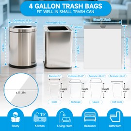 Ryobyo 180 Counts Drawstring Small Trash Bags 2-4 Gallon, 4 Gallon Mini Trash Bag Extra Strong, Small Garbage Bags Unscented, Stretchy, Quick Cinch for Bathroom Bedroom Office,White