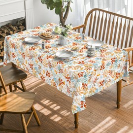 Horaldaily Fall Tablecloth 60x120 Inch Rectangualr, Thanksgiving Autumn Harvest Orange Blue Watercolor Leaf Table Cover for Party Picnic Dinner Decor